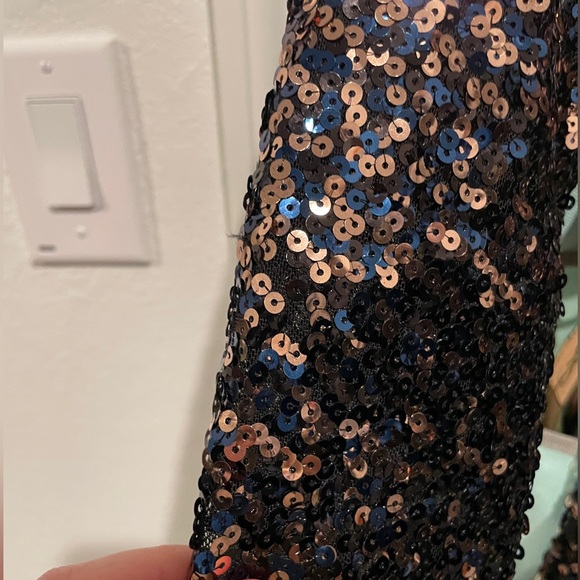 Eliza J navy and gold/bronze sequin dress - Picture 2 of 5
